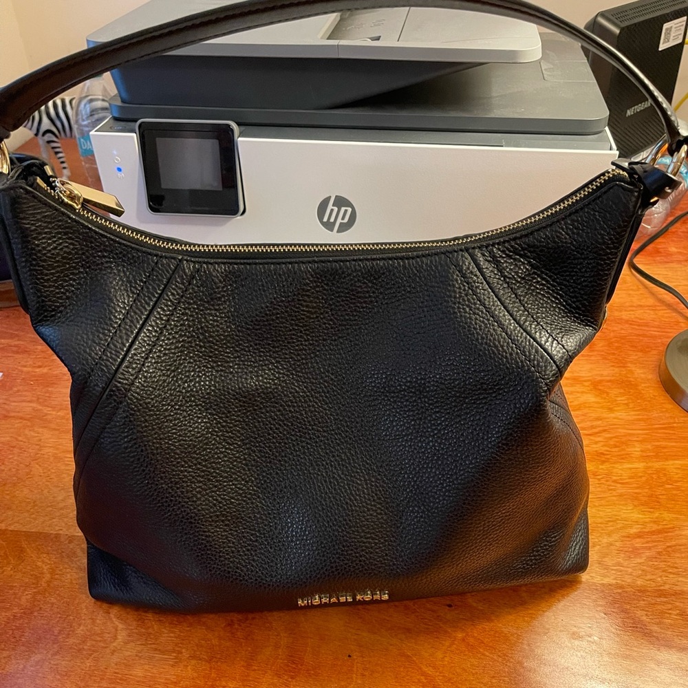 Michael Kors Black Leather Hobo with Strap Detail Great Condition